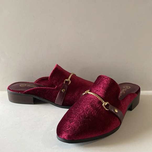 Bella Vita NWOB Burgundy Velvet Mules Size 8N - Picture 8 of 12